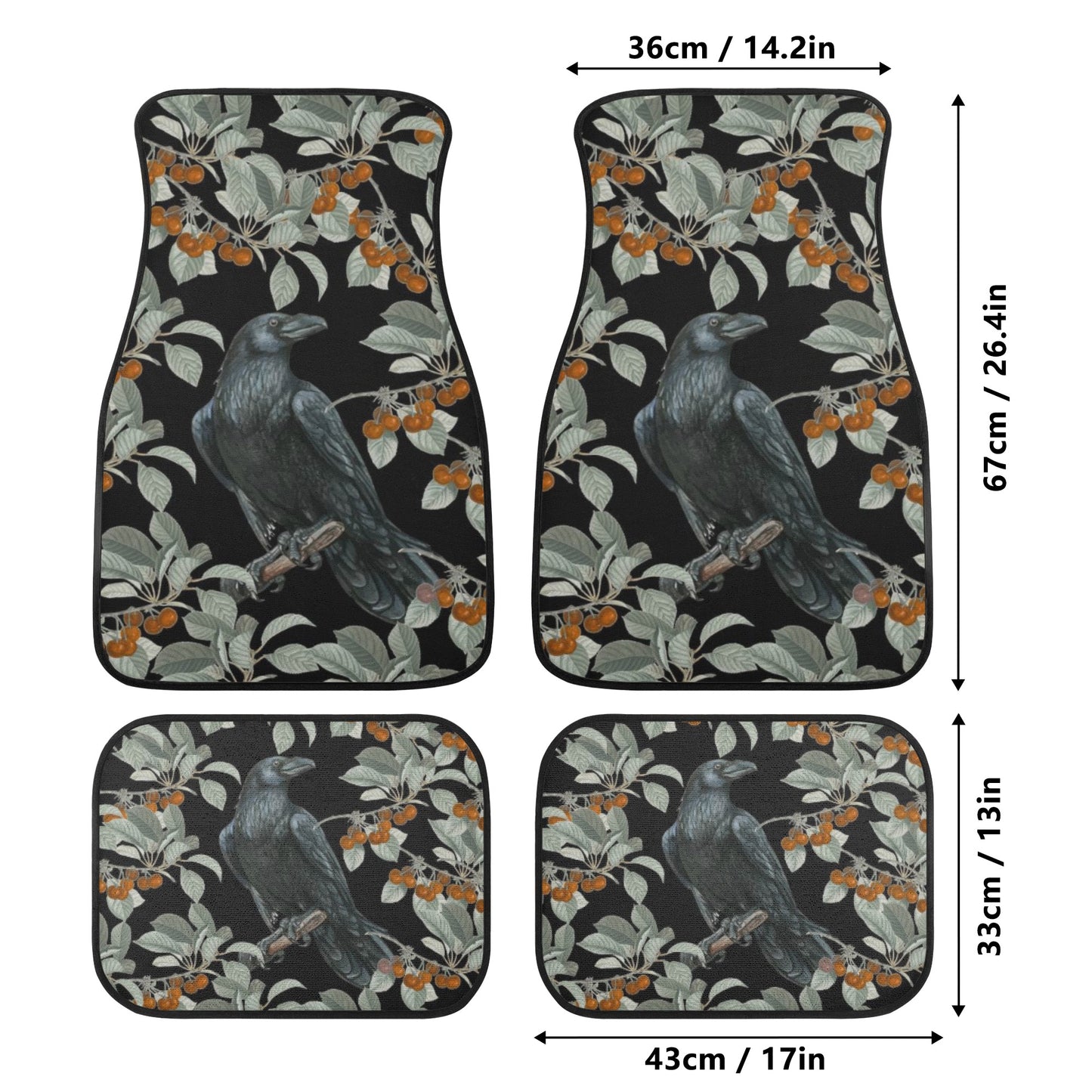 Raven Crow Back and Front Car Floor Mats
