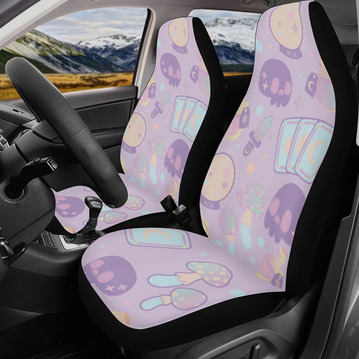 Pastel Purple Cute goth Car Seat Cover Set