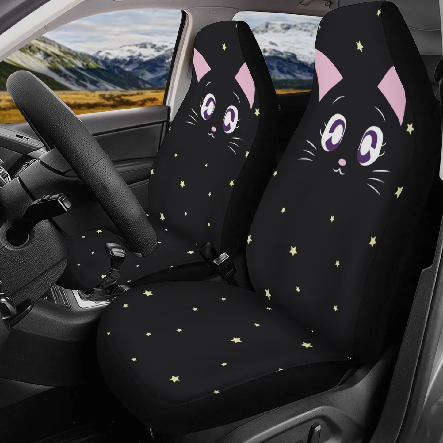 Kawaii Black Cats Seat Cover Set