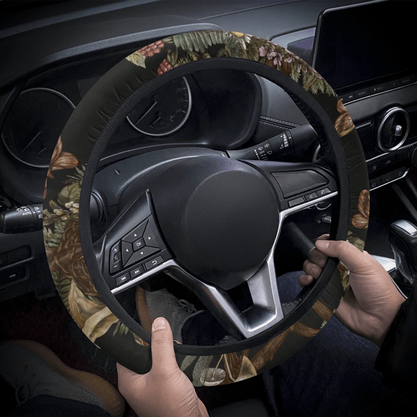 Forest mushroom Fern Car Steering Wheel Cover