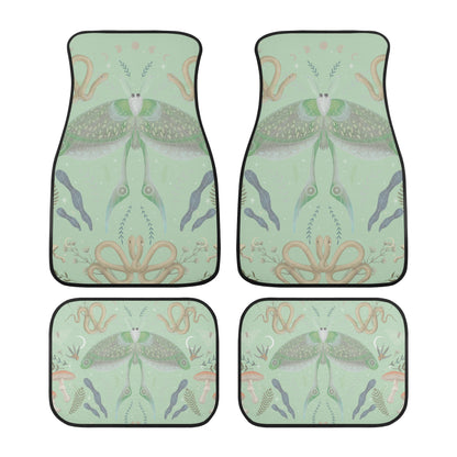 Luna Moth Mint Back and Front Car Floor Mats