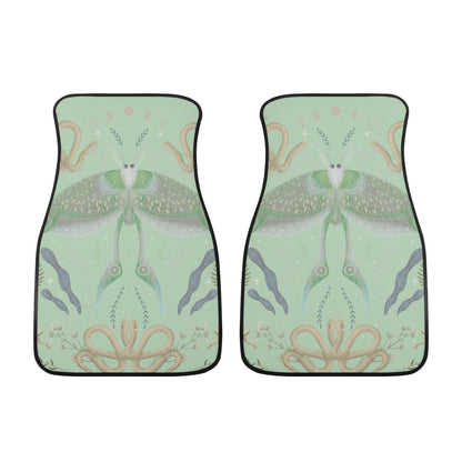 Luna Moth Mint Back and Front Car Floor Mats