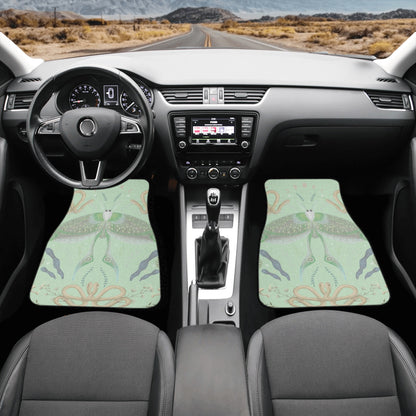 Luna Moth Mint Back and Front Car Floor Mats