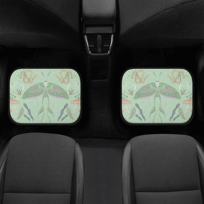 Luna Moth Mint Back and Front Car Floor Mats