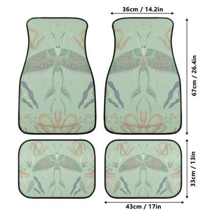 Luna Moth Mint Back and Front Car Floor Mats