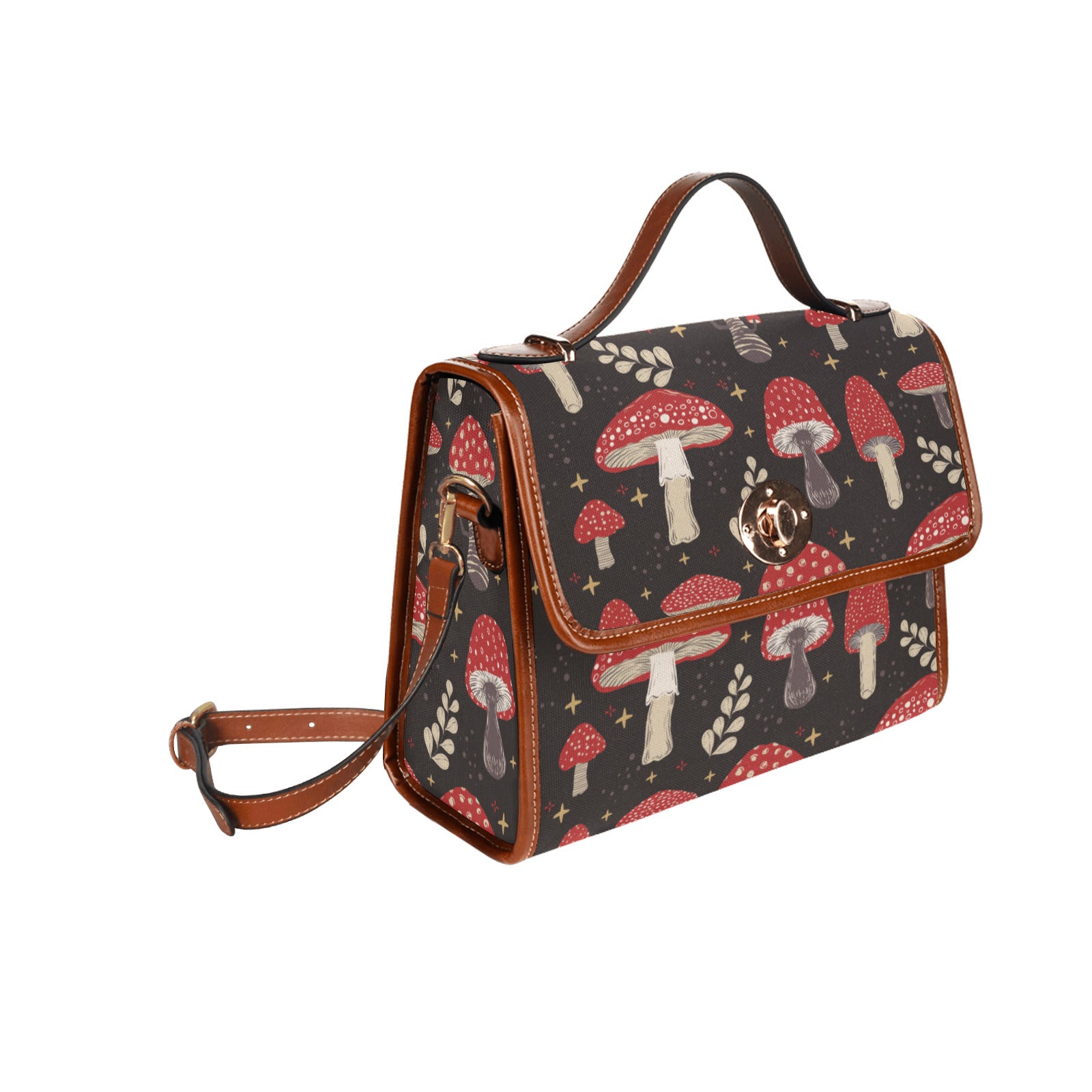 a witchy cottageore red mushroom boxy canvas satchel bag by sense forest