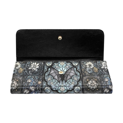 Medieval Goth Stained Glass Bat Trifold Wallet | Sense Forest