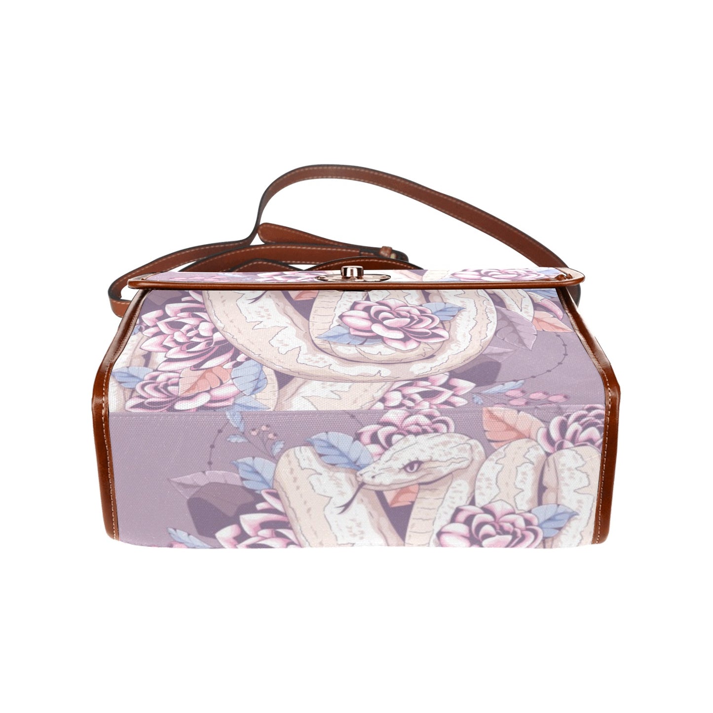 Purple Boho snake Canvas satchel bag
