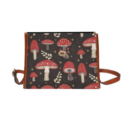 a witchy cottageore red mushroom boxy canvas satchel bag by sense forest