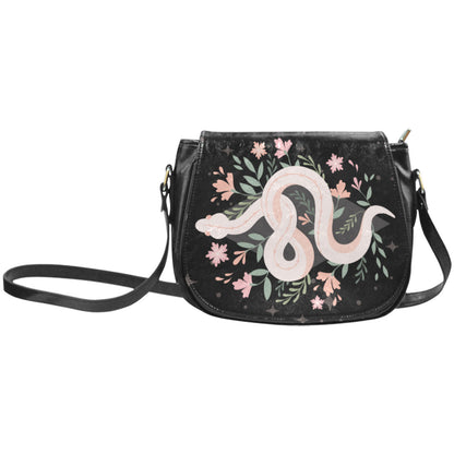 Boho floral snake Vegan leather Classic Saddle Bag