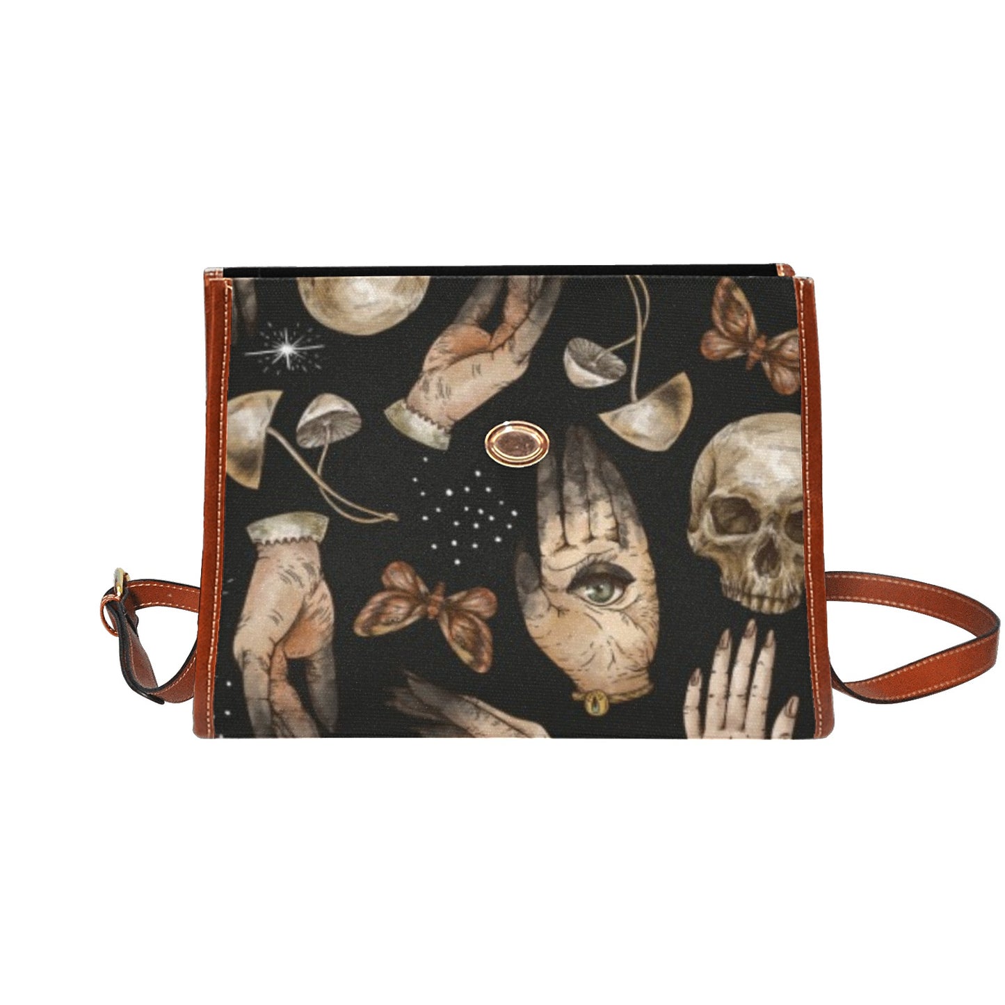 Skull Hands mushroom witchcraft satchel bag