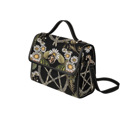 Black Forest Pentagram Daisy cottagecore Canvas Satchel Bag