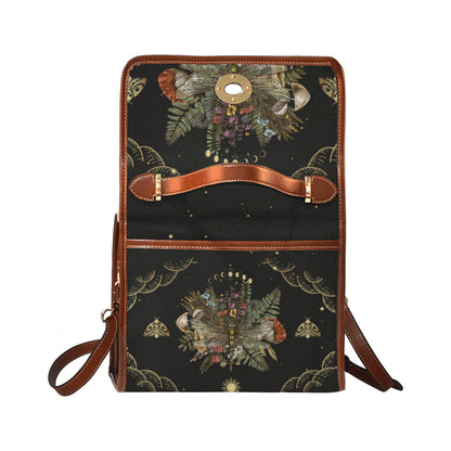 a mushroom fern forest dragonfly cottagecore witchy canvas satchel bag by sense forest