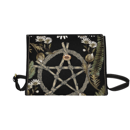 Black Forest Pentagram Daisy cottagecore Canvas Satchel Bag