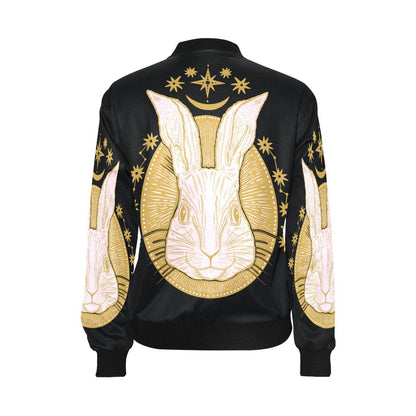 Rabbit head black bomber jacket