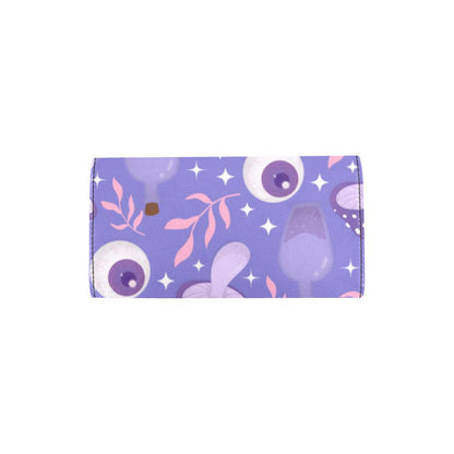 Kawaii purple eye mushroom trifold Women's Long Clutch Wallets