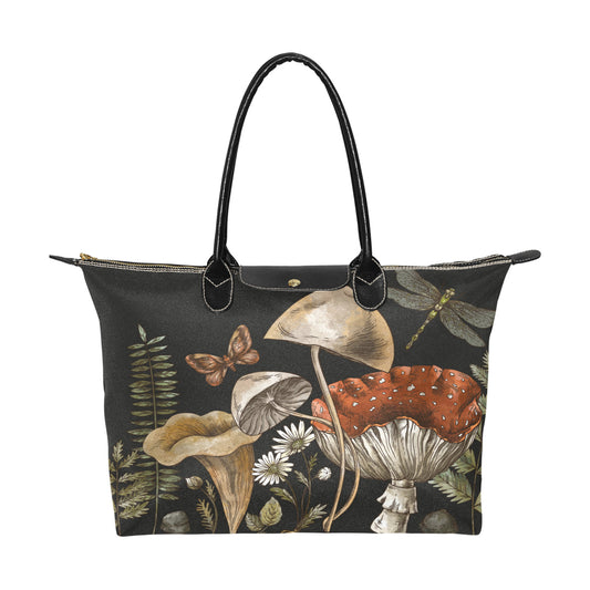 Forest witch mushroom fern cottagecore Women's Classic fabric zip tote Handbag