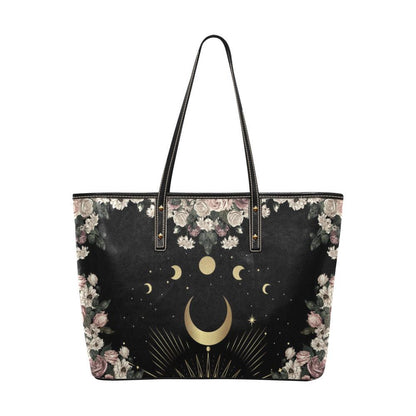 Pale rose moon Vegan Leather zip top tote