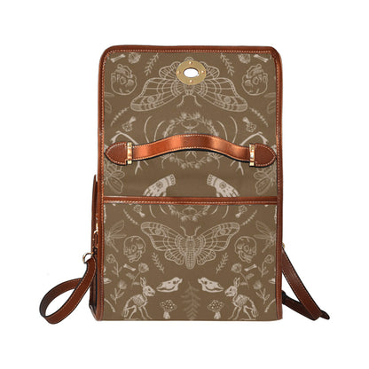 a brown Animal bones Zooarchaeology Canvas satchel bag