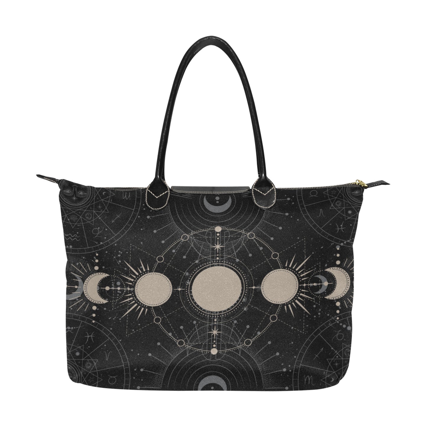 Moon phase witch zip tote Women's Classic Handbag