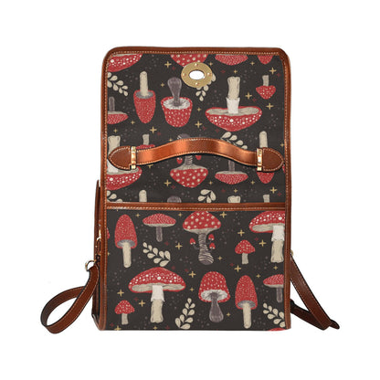 a witchy cottageore red mushroom boxy canvas satchel bag by sense forest