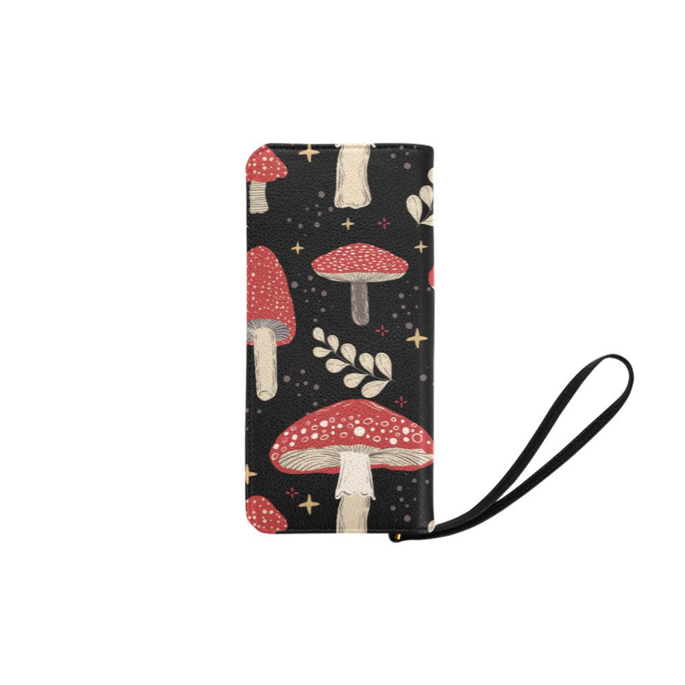 Red cap Amanita mushroom vegan leather Clutch wallet Purse