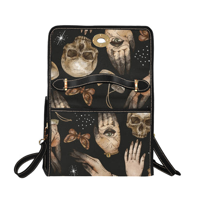 SKULL HANDS MUSHROOM WITCHY CANVAS SATCHEL BAG