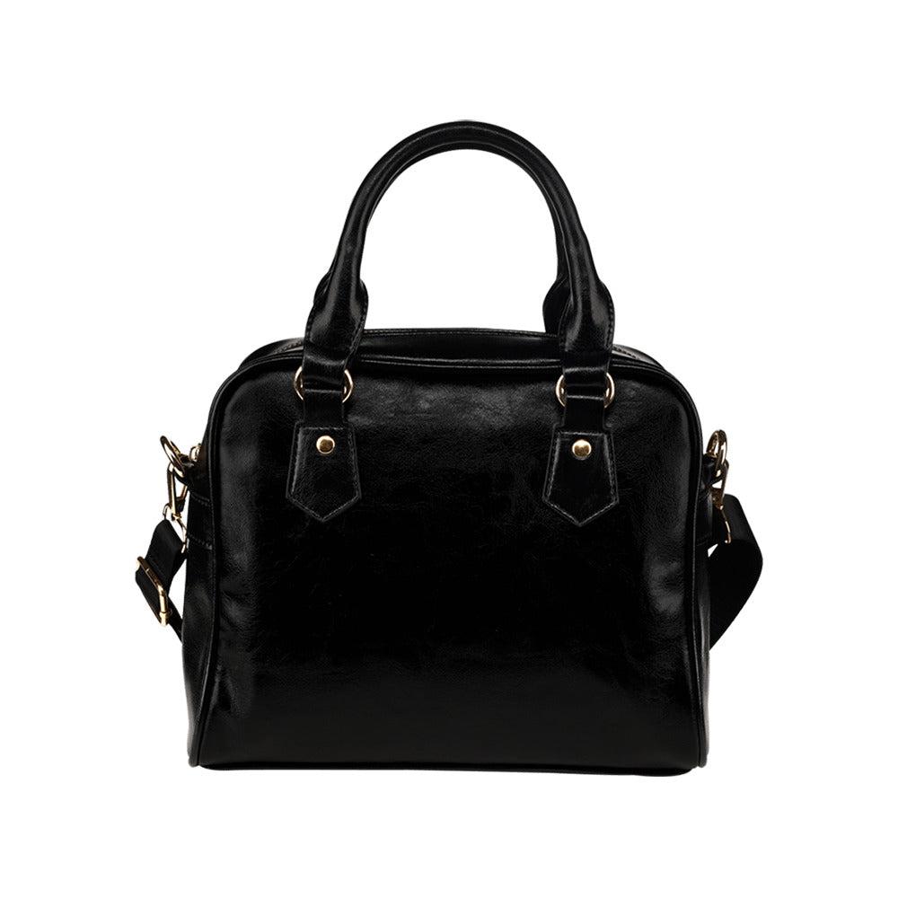 Black cat Vegan leather bowler handbag Shoulder Handbag with strap