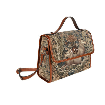 Fox in forest canvas satchel bag