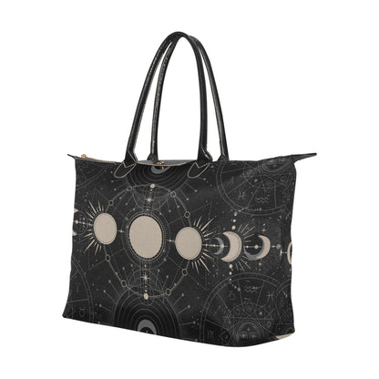 Moon phase witch zip tote Women's Classic Handbag