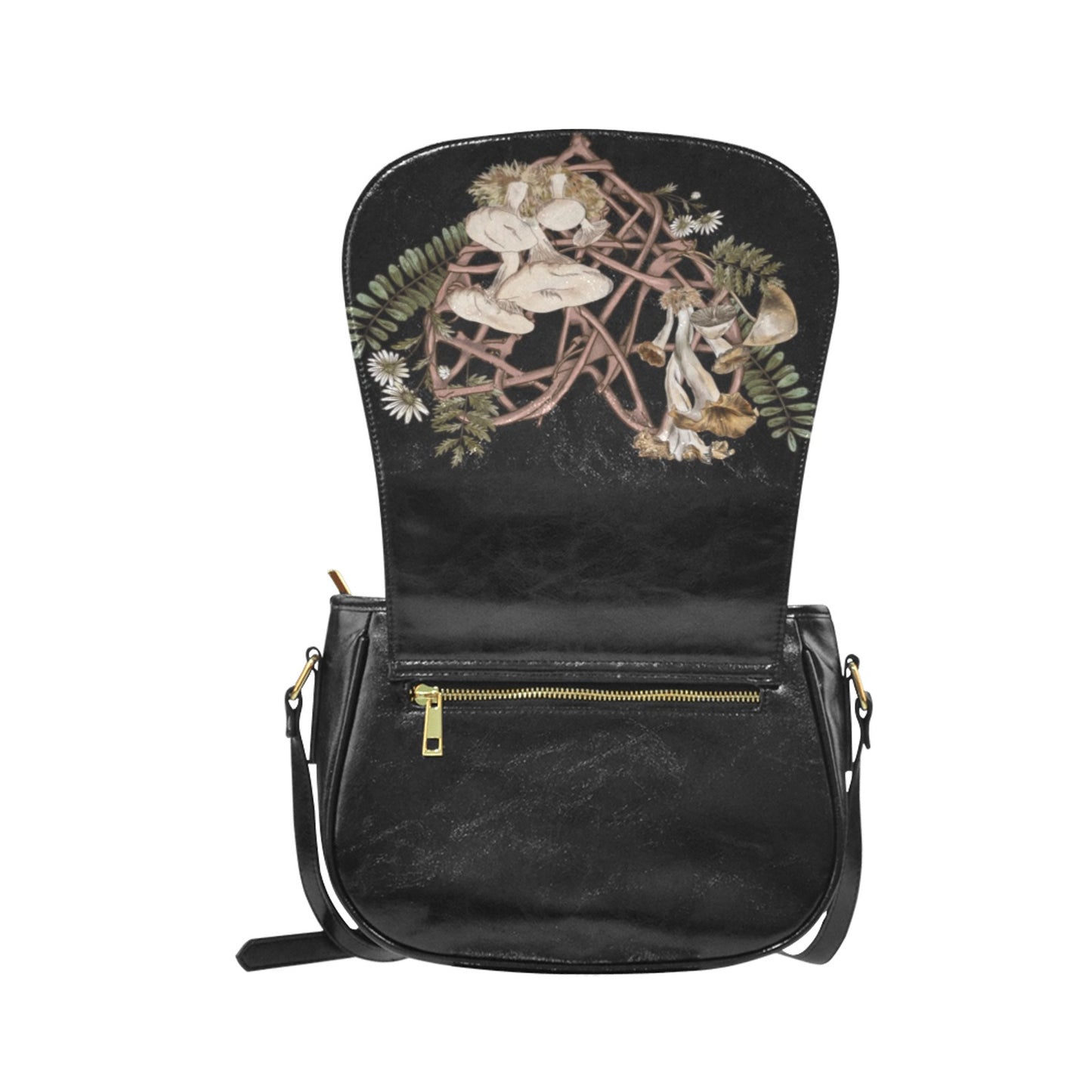 Mushroom Forest Heart wreath saddle bag