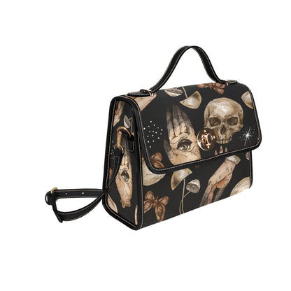 SKULL HANDS MUSHROOM WITCHY CANVAS SATCHEL BAG