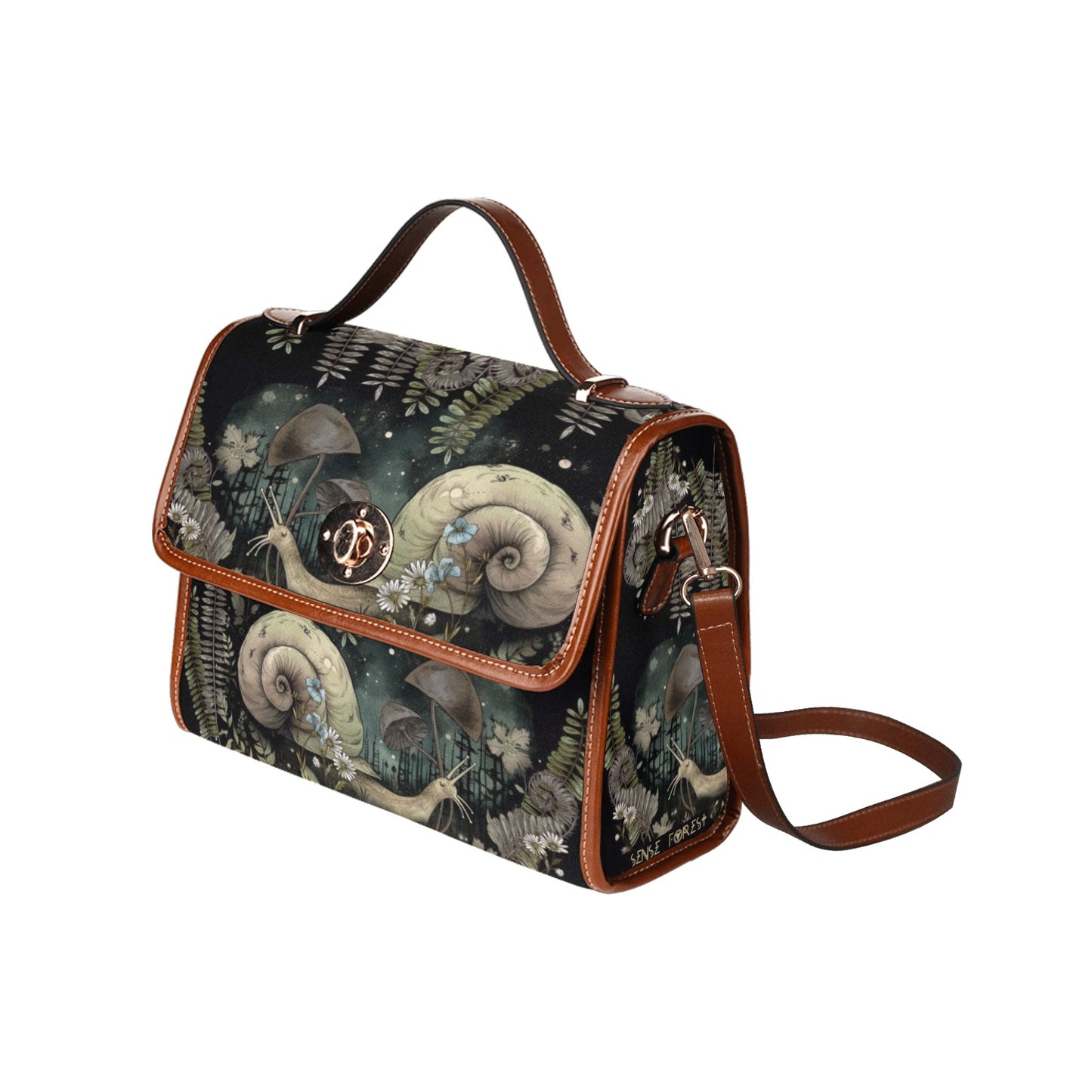 Snail forest canvas satchel bag