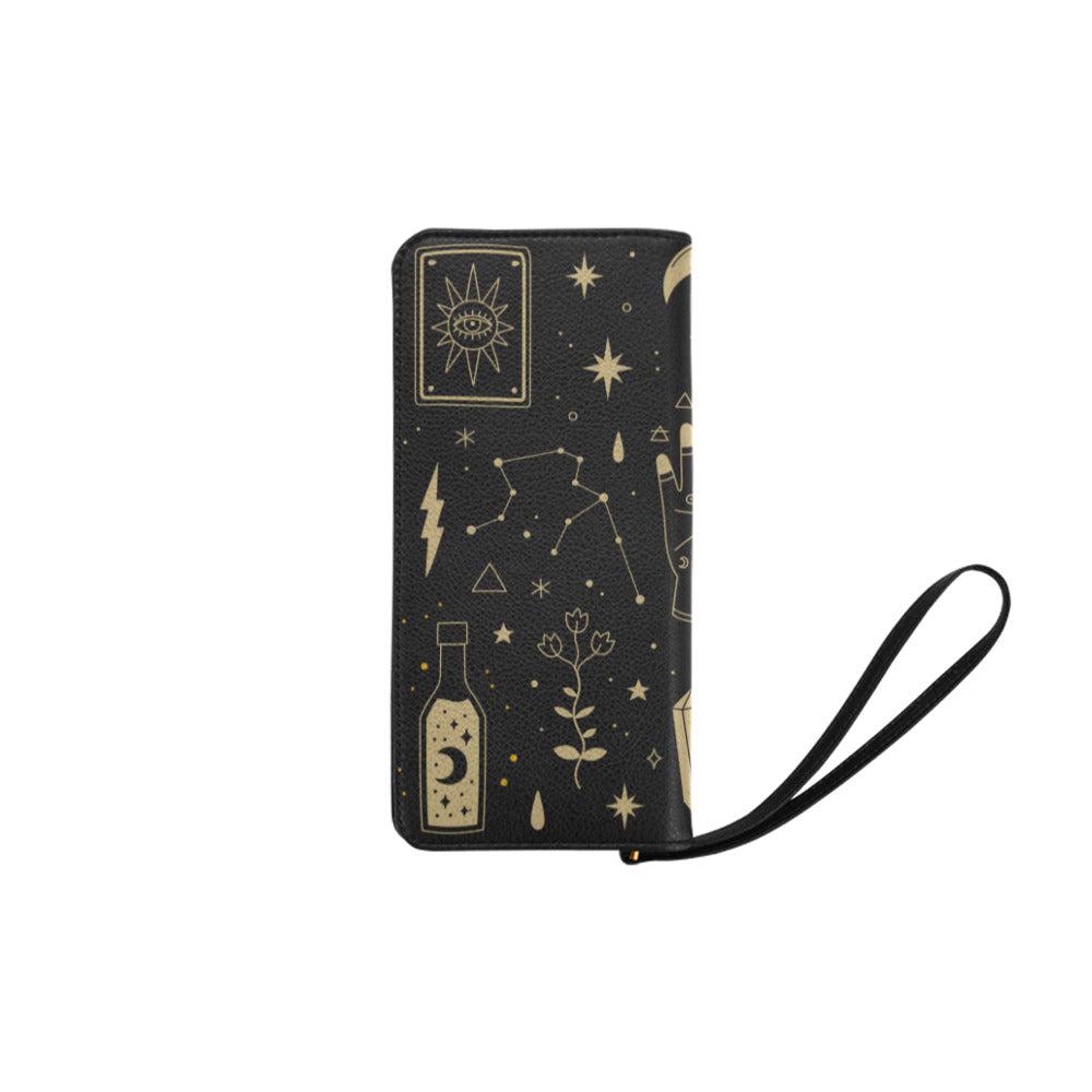 Black gold mystical witch wallet Women's Clutch Purse