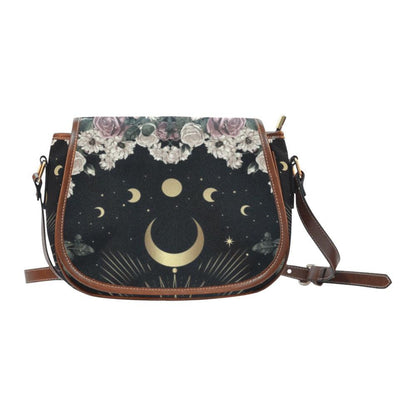 Moon phase pale rose canvas saddle Saddle Bag | Sense Forest