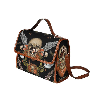 Skull and birds Gothic canvas satchel bag