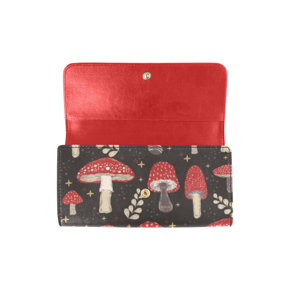 Cute Amanita Red mushroom Trifold Long Clutch Wallets