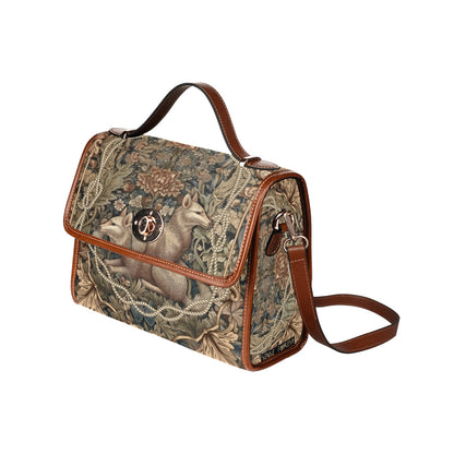 Fox in forest canvas satchel bag