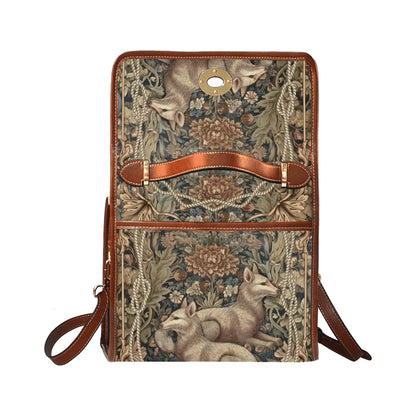 Fox in forest canvas satchel bag