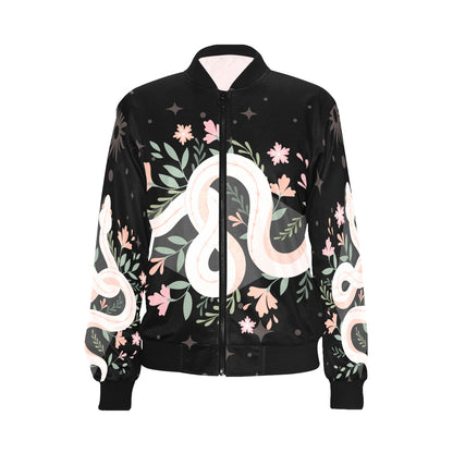 Boho Floral Snake Bomber jacket