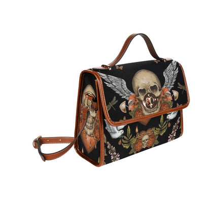 Skull and birds Gothic canvas satchel bag