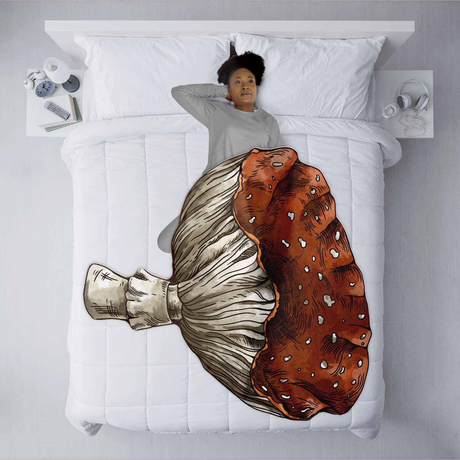 Amanita muscaria magic Mushroom shaped blanket Forest witch cozy lounge cover bed throw - sense forest