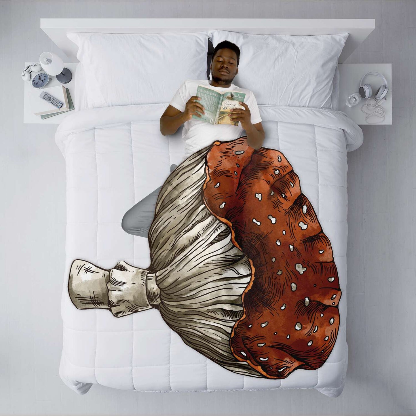 Amanita muscaria magic Mushroom shaped blanket Forest witch cozy lounge cover bed throw - sense forest