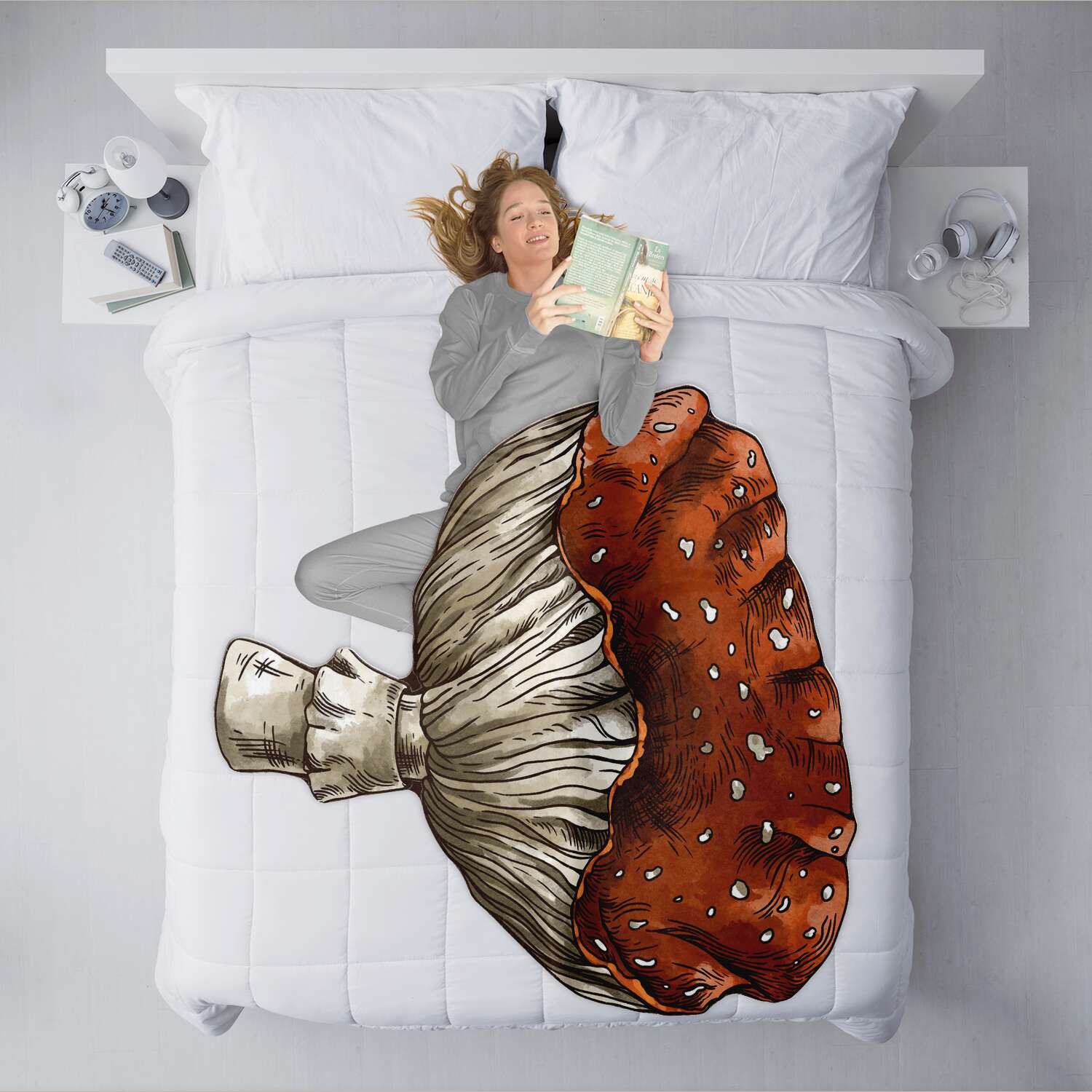 Amanita muscaria magic Mushroom shaped blanket Forest witch cozy lounge cover bed throw - sense forest