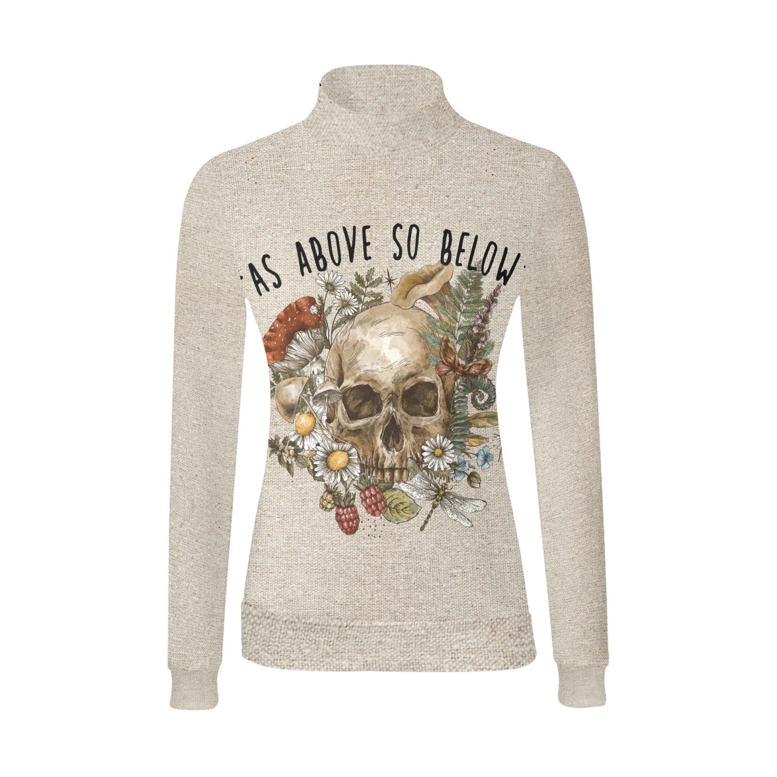As Above So Below Witch Long Sleeves Shirt Women's All Over Print Mock Neck Sweater - sense forest