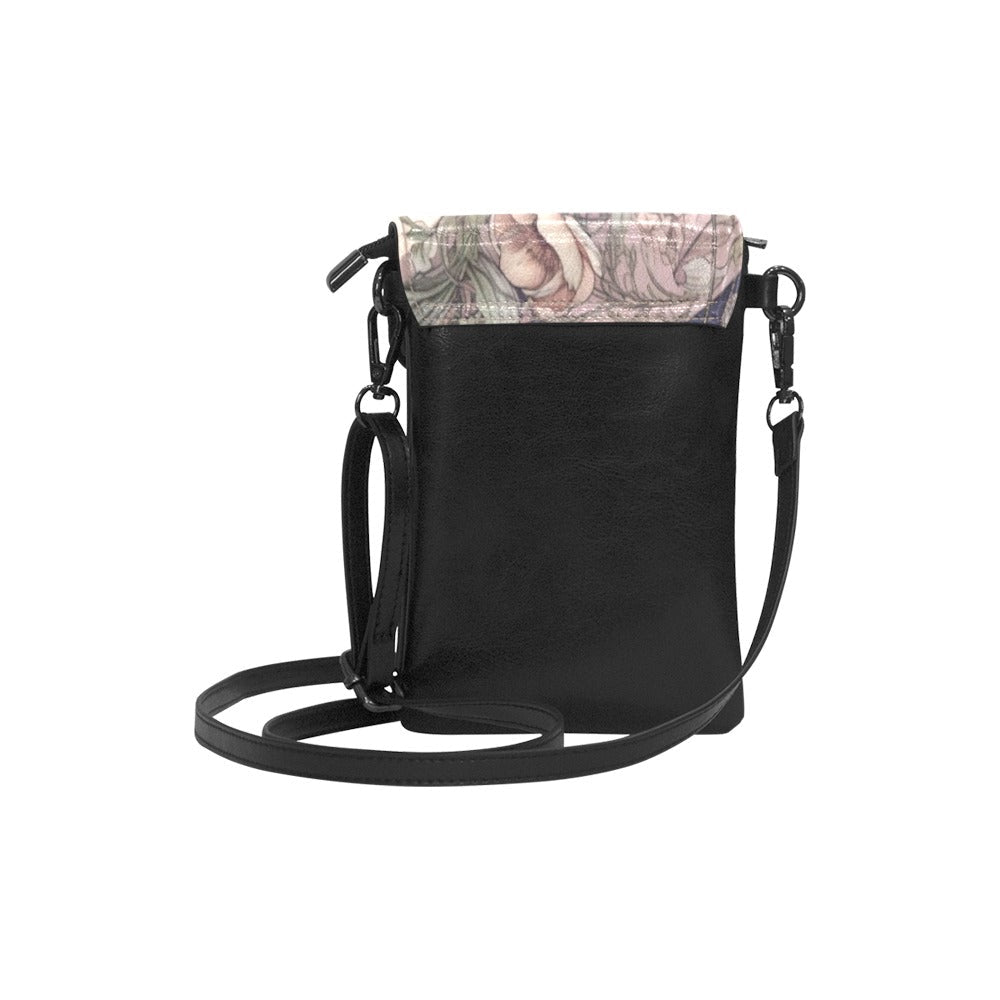 Ash Pink Floral Vegan leather phone purse - sense forest