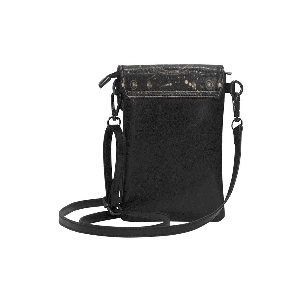 Astrology phone purse Vegan Leather mini crossbody sling bag - sense forest