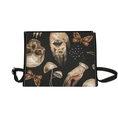 SKULL HANDS MUSHROOM WITCHY CANVAS SATCHEL BAG