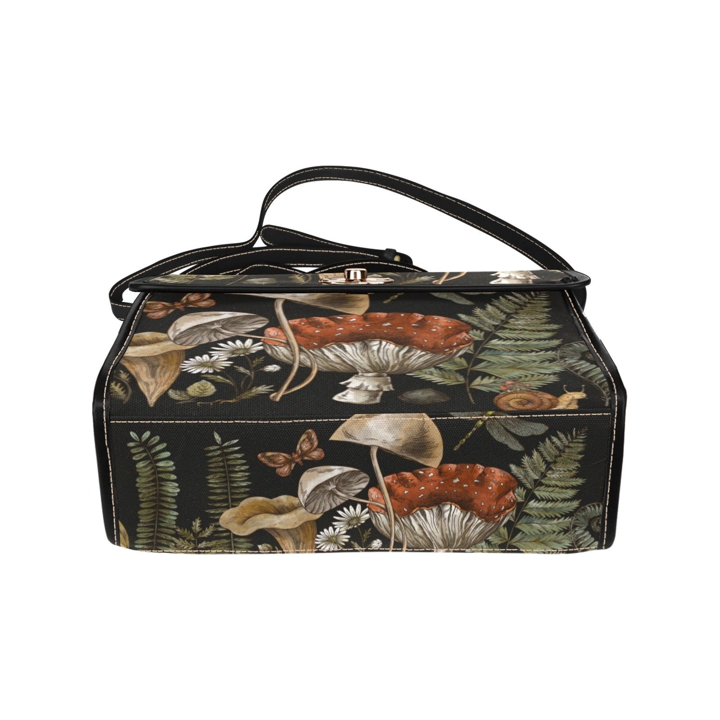 Black Forest witch cottagecore magic mushroom canvas satchel bag - sense forest