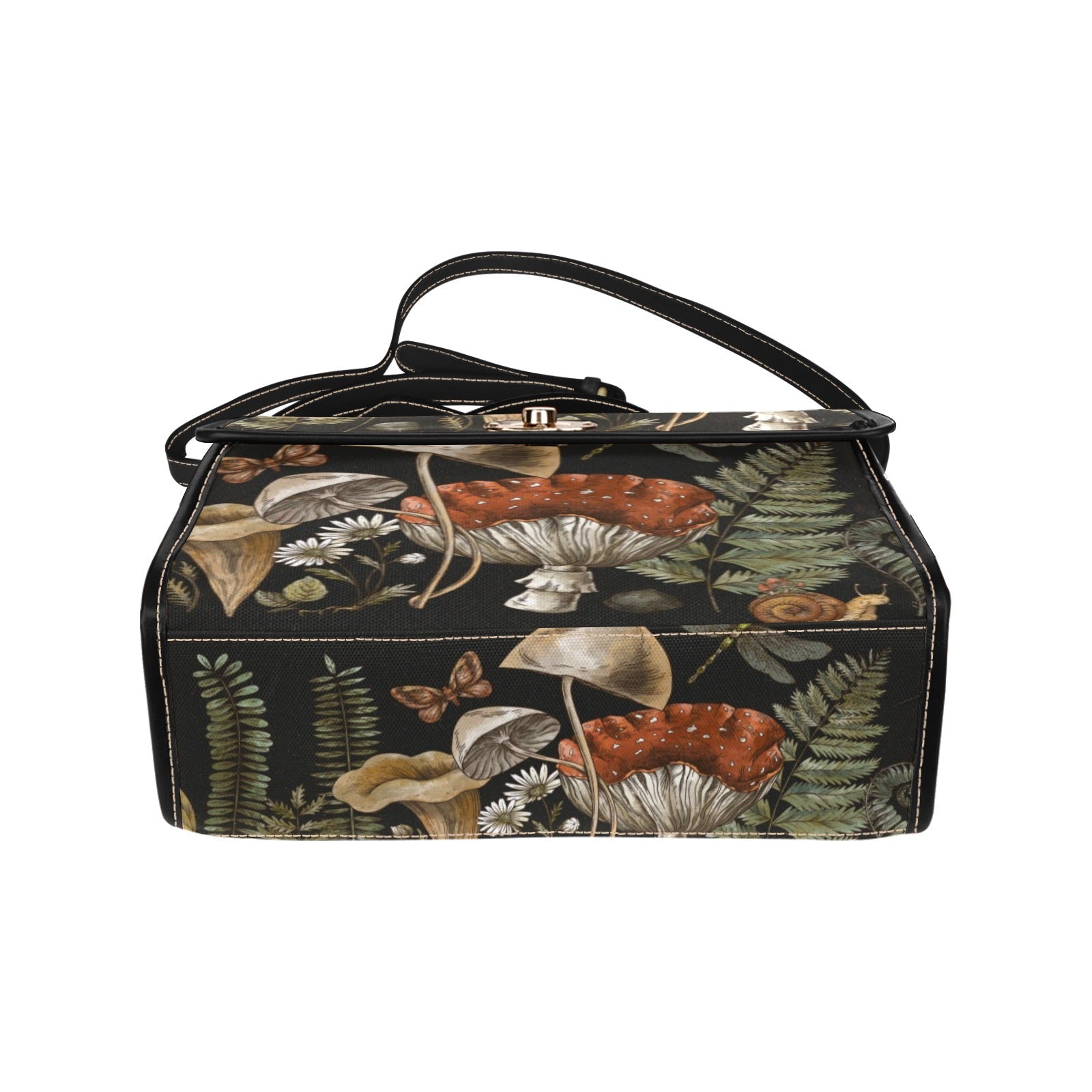 Black Forest witch cottagecore magic mushroom canvas satchel bag - sense forest